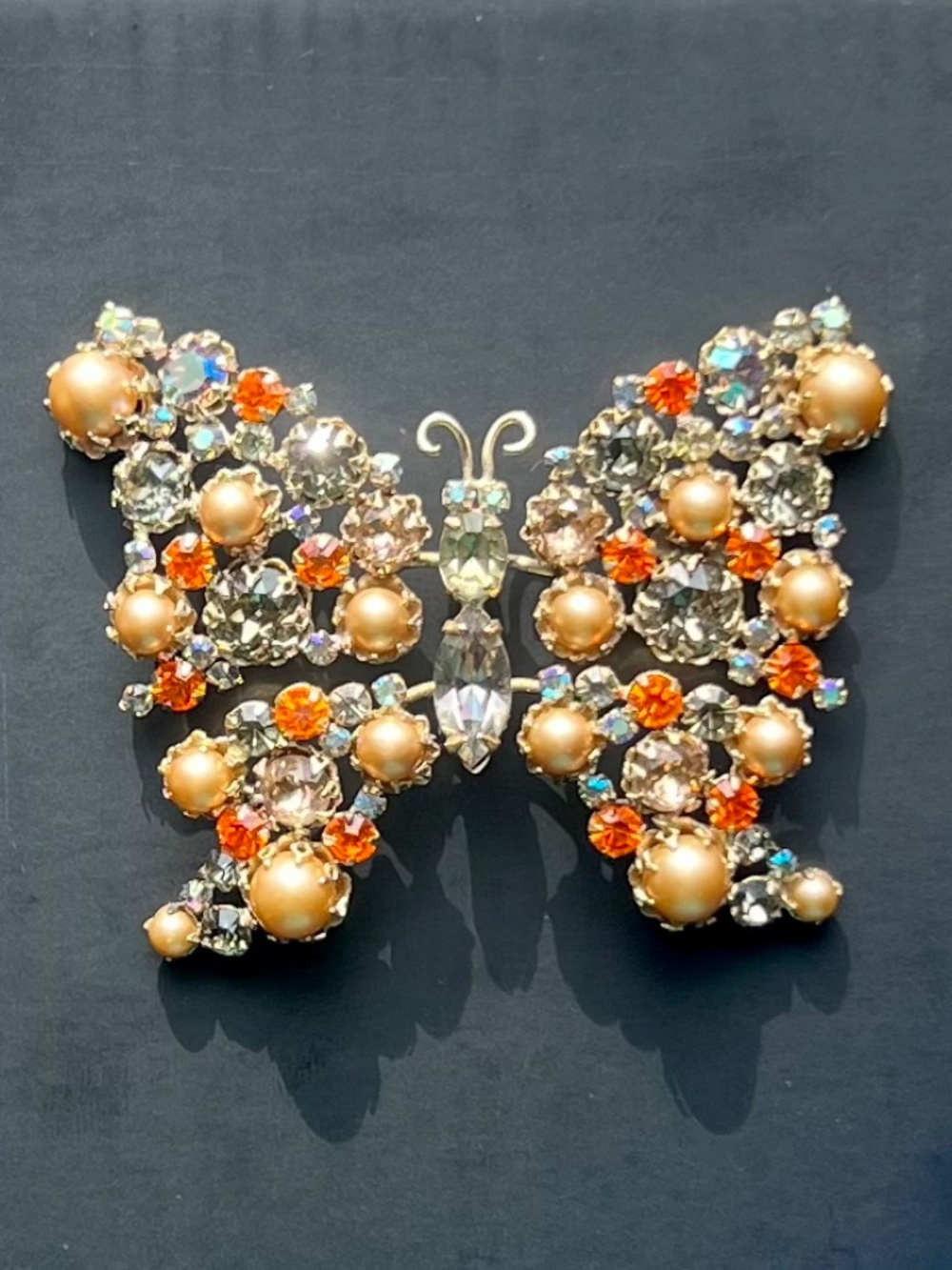 Rare Signed Schreiner New York Butterfly Brooch - GIA Verified - 3D Tiered